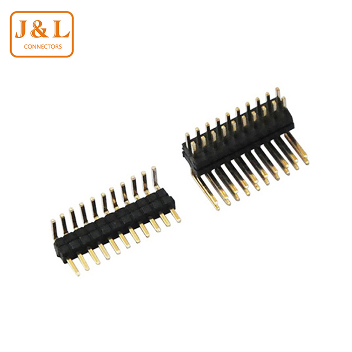 1.27mm Pitch Single Dual Row Dual Plastic Gold-Plated 90° Pin Header