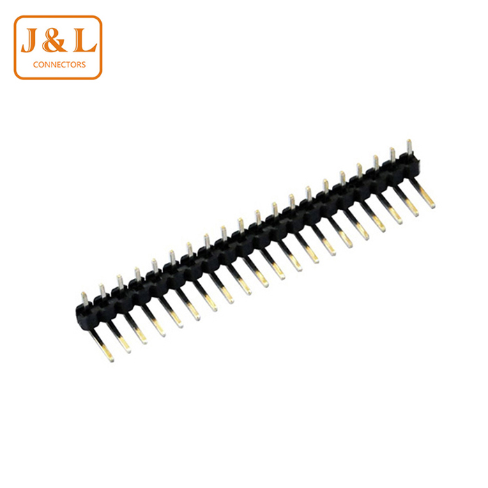 1.27mm Pitch 1*20P Single Row Gold-Plated 90° Right Angle Pin Header