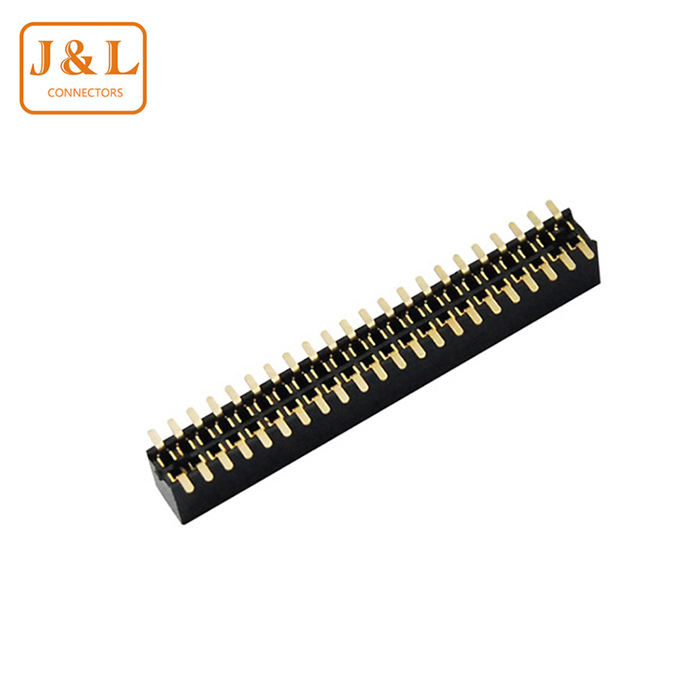 1.27mm Pitch 2*22P Dual Row Right Angle 90° SMT with Post Gold-Plated Female Socket