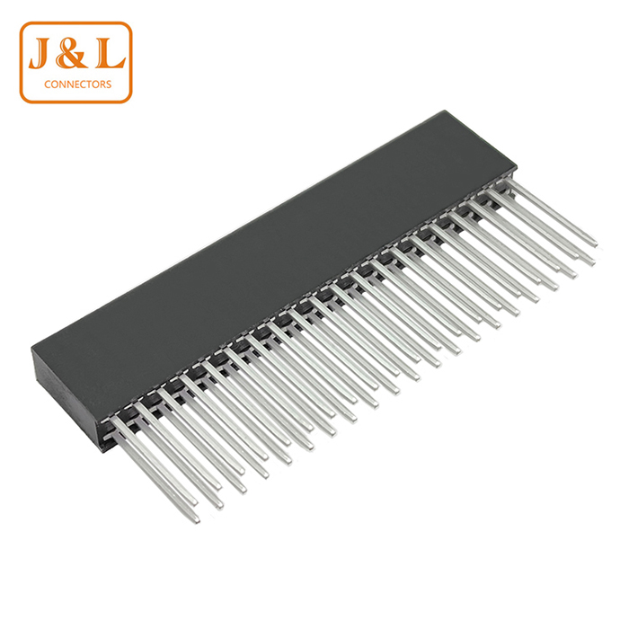 2.54mm Pitch 2*20P Dual Row Long Pin DIP 180° Tin-Plated Female Socket PC104