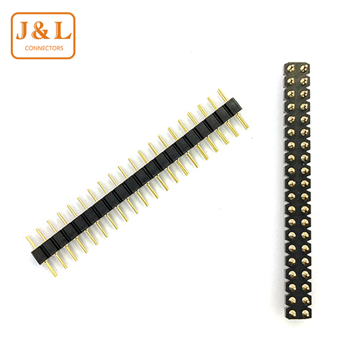 1.27mm Pitch Single Dual Row DIP 180° Gold-Plated Machined Pin Header