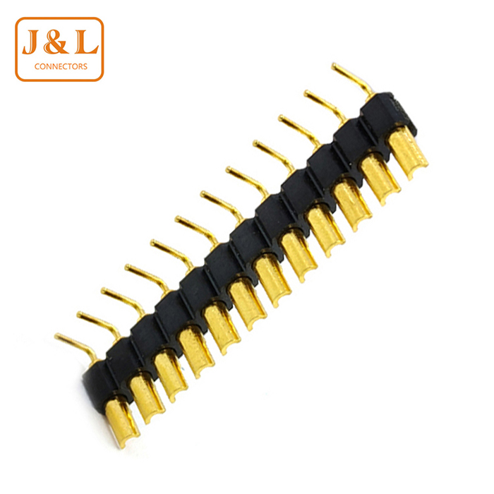 1.27mm Pitch 1*12P Single Row Right Angle 90° Gold-Plated Machined Pin Header