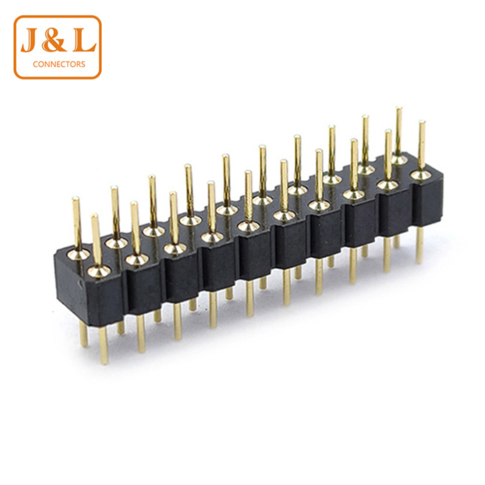 1.778mm Pitch 2*10P Dual Row DIP 180° Gold-Plated Machined Pin Header