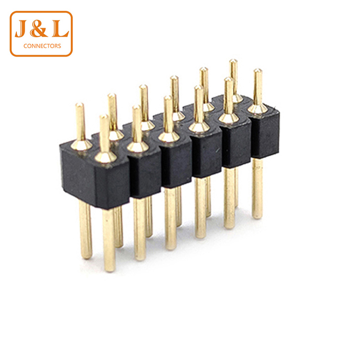 2.00mm Pitch 2*6P Dual Row DIP 180° Gold-Plated Machined Pin Header H2.80 L10.00