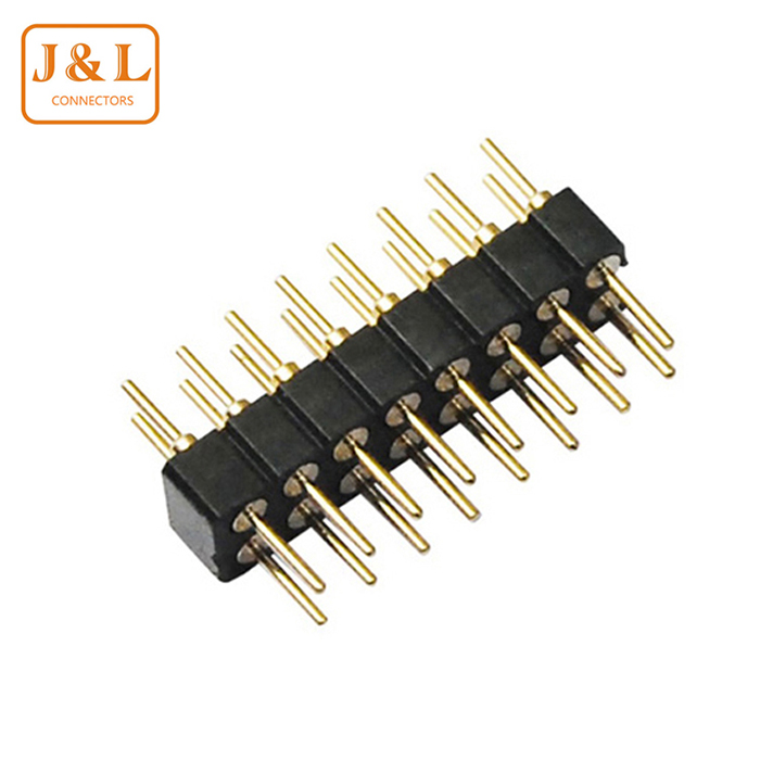 2.0mm Pitch 2*8P Dual Row DIP 180° Gold-Plated Machined Pin Header
