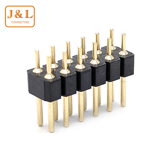 2.54mm Pitch 2*6P Dual Row DIP 180° Gold-Plated Machined Pin Header H3.0 L11.96