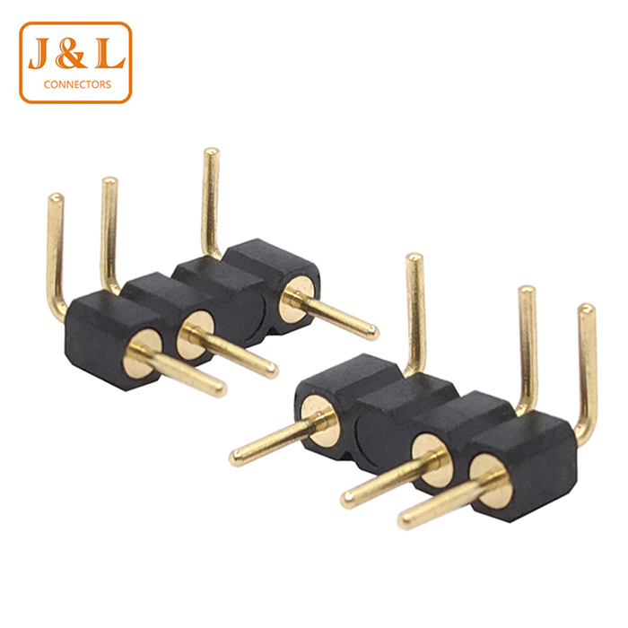 2.54mm Pitch 1*4P Single Row Right Angle 90° Gold-Plated Machined Pin Header
