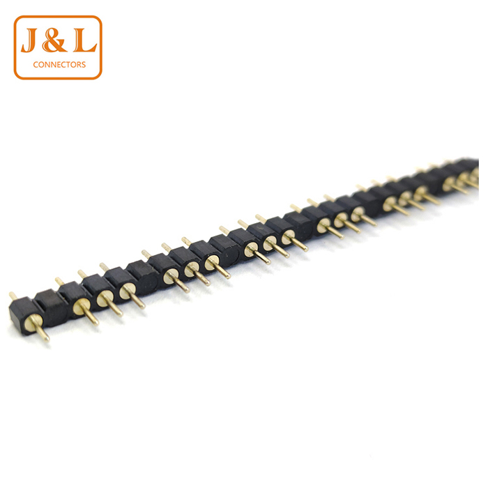 2.54mm Pitch Single Row DIP 180° Gold-Plated Machined Pin Header