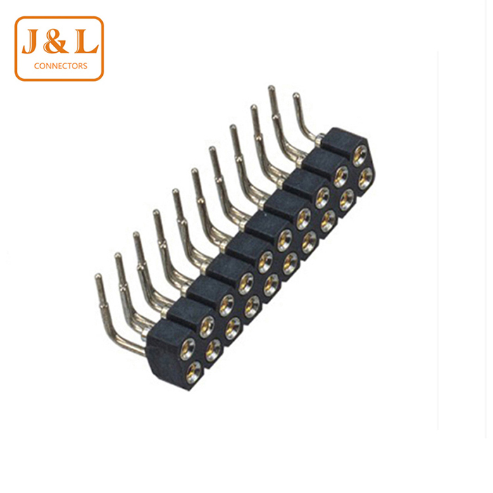 1.778mm Pitch 2*10P Dual Row Right Angle 90° Tin-Plated Machined Female Socket