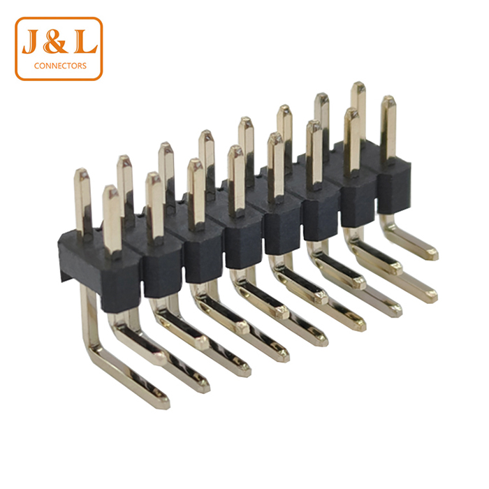 2.54mm Pitch 2*8P Dual Row Right Angle 90° Gold-Plated Pin Header