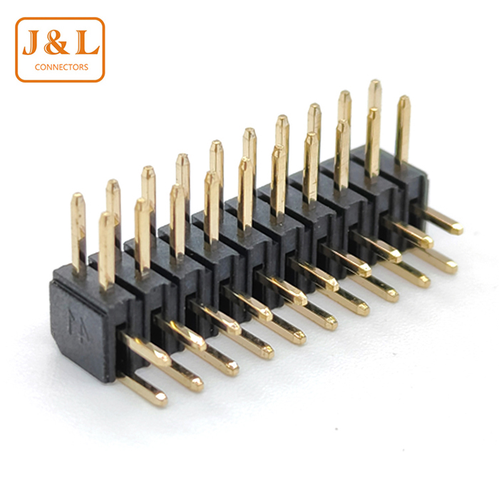 2.54mm Pitch 2*10P Dual Row Right Angle 90° Gold-Plated Pin Header