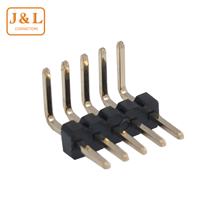2.0mm Pitch 1*5P Single Row Right Angle 90° Gold-Plated Pin Header