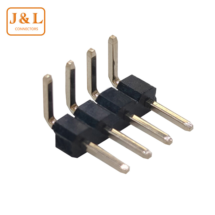 2.54mm Pitch 1*4P Single Row 90° Right Angle Gold-Plated Pin Header