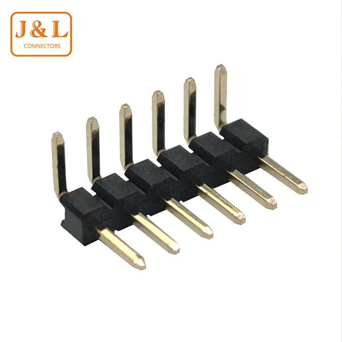 2.54mm Pitch 1*6P Single Row Right Angle 90° Gold-Plated Pin Header