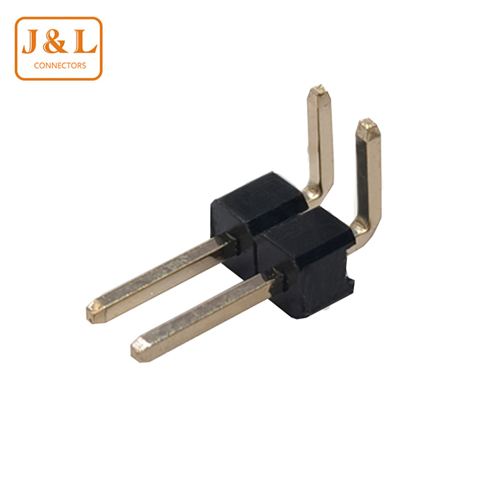 2.54mm Pitch 1*2P Single Row Right Angle 90° Gold-Plated Pin Header