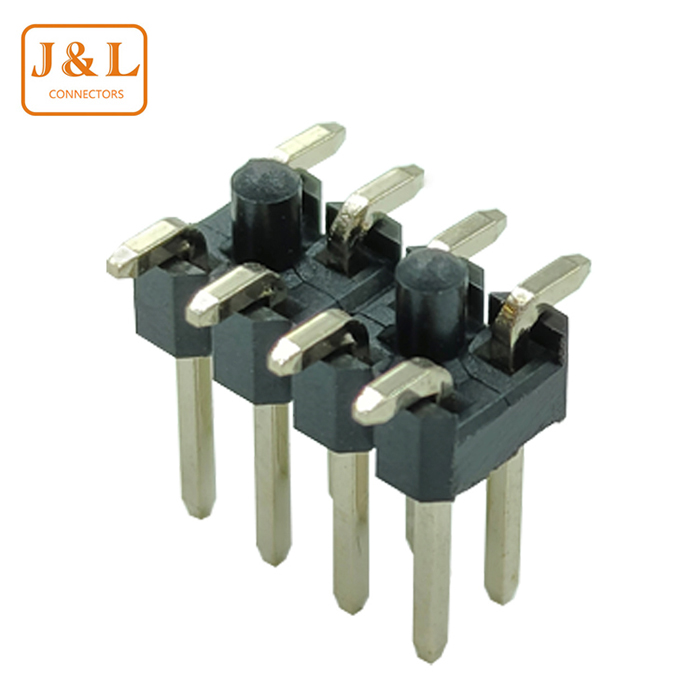 2.54mm Pitch 2*4P Dual Row Right Angle 90° SMT with Post Gold-Plated Pin Header
