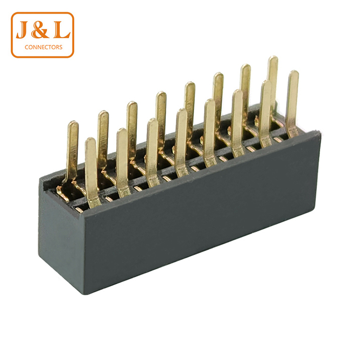 2.0mm Pitch 2*8P Dual Row DIP 180° Gold-Plated Female Socket