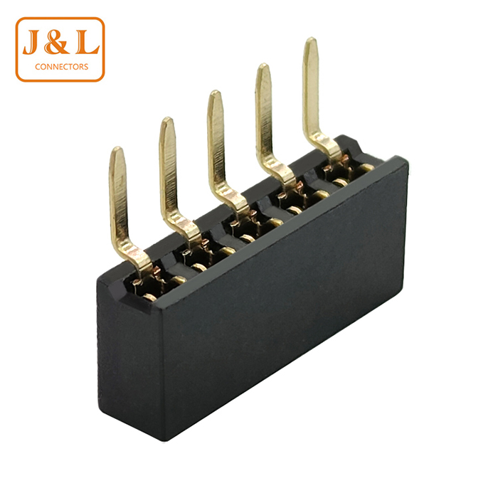 2.0mm Pitch 1*5P Single Row DIP 90° Gold-Plated Female Socket