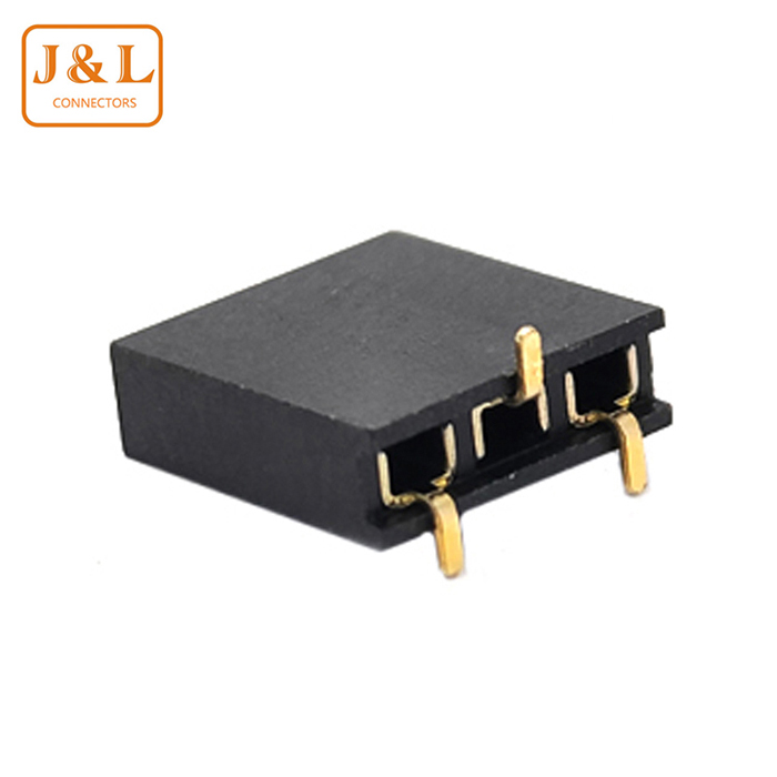 2.0mm Pitch 1*3P Single Dual Row SMT 90° Dislocated Gold-Plated Female Socket