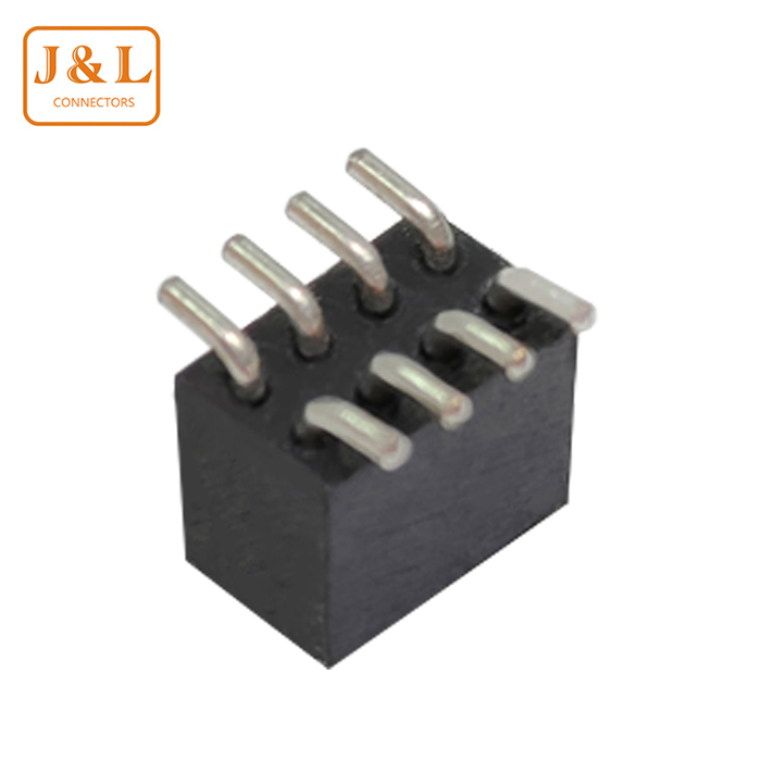 2.0mm Pitch 2*4P Dual Row SMT 90° Tin-Plated Machined Female Socket
