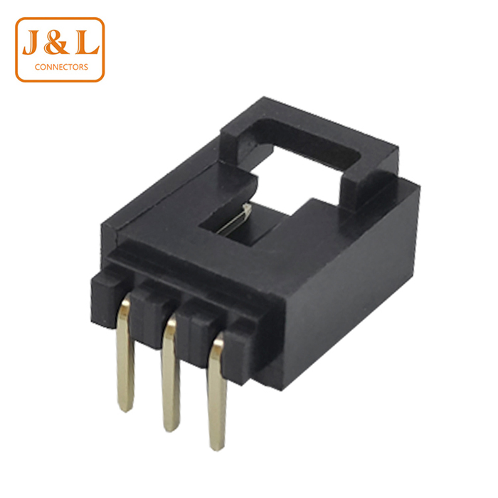 2.54mm Pitch 3P Single Row Black Right Angle Tin-Plated Wire to Board Wafer Connector